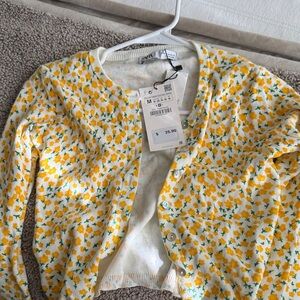 Zara Yellow and Green Floral Cardigan